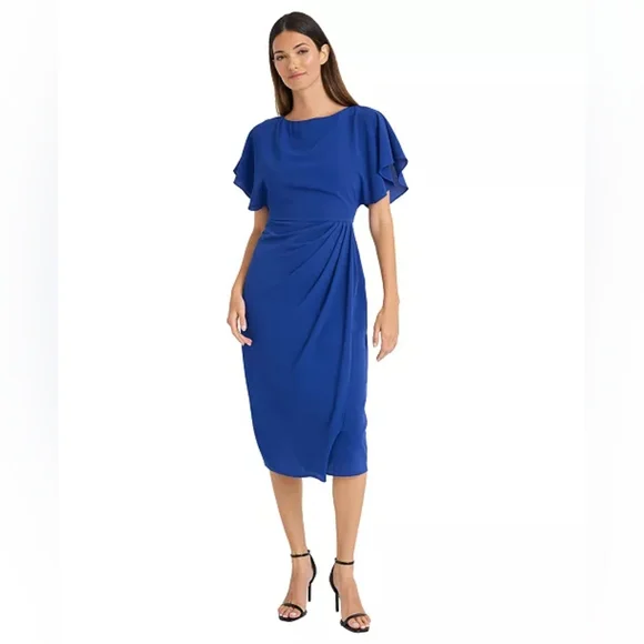 slim fit dress slacks Maggy London Women's Square Neck Sleeveless A-Line Midi-Thick Strap Gathered Waist-Summer Wedding Guest Dress main image 1
